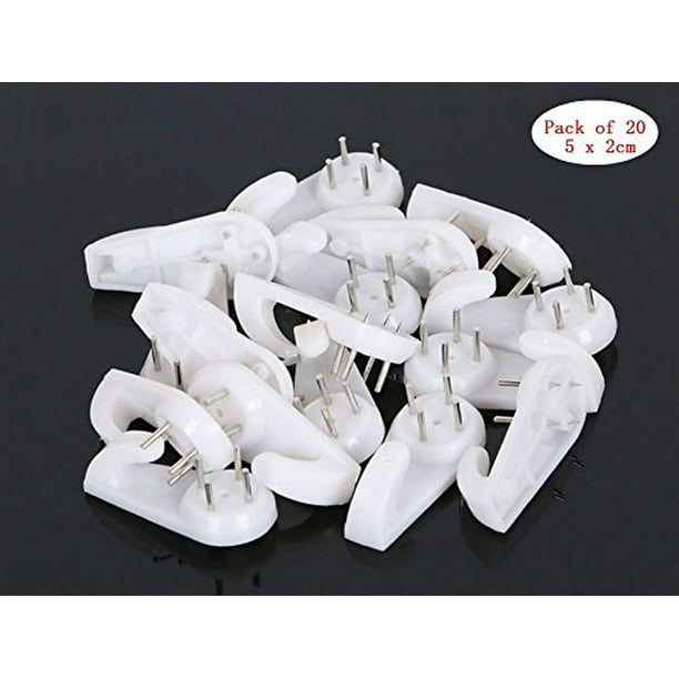 20Pcs 0.8 x 2 Inch Durable Plastic Hardwall Hanger Hook Fasteners Hooks Wall Mount Non-trace Hooks For Picture Photo Frame and Kitchen Small Items White 20Pcs 0.8 x 2 Inch Durable Plastic Hardwall Hanger Hook Fasteners Hooks Wall Mount Non-trace Hooks For Picture Photo Frame and Kitchen Small Items White